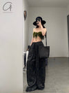 Mutedance 24 Spring/Summer Silk Elastic Waist Loose Pants MD-MD24SS13-SHENHE sepia PM114